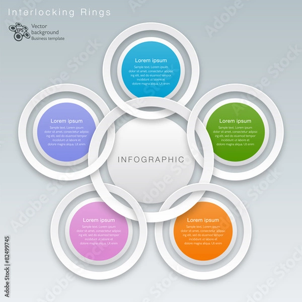 Obraz Interlocking White Rings #Vector Graphic