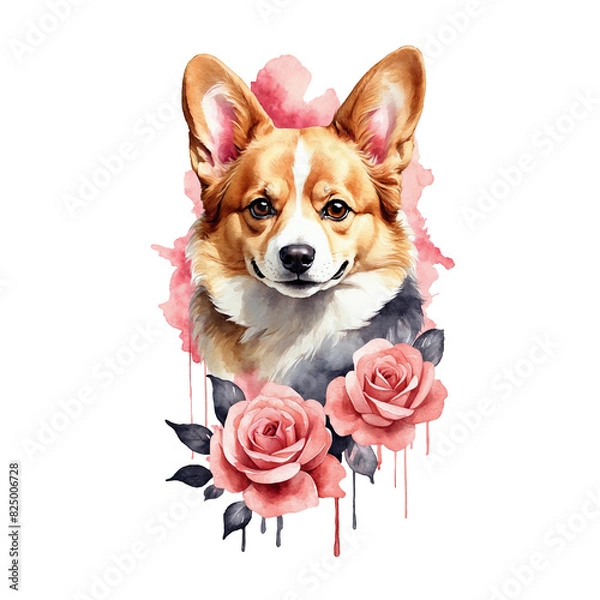 Fototapeta dog with roses