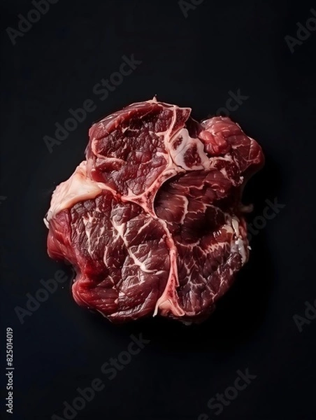 Obraz extreme close up of a piece of fresh filet mignon , macro photography, delicious textures