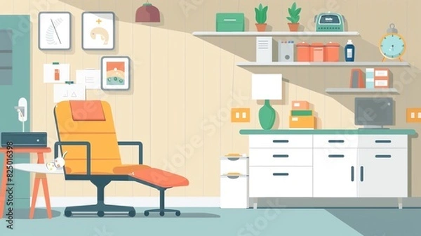 Obraz Pediatric nurse art flat design side view child care theme animation Complementary Color Scheme