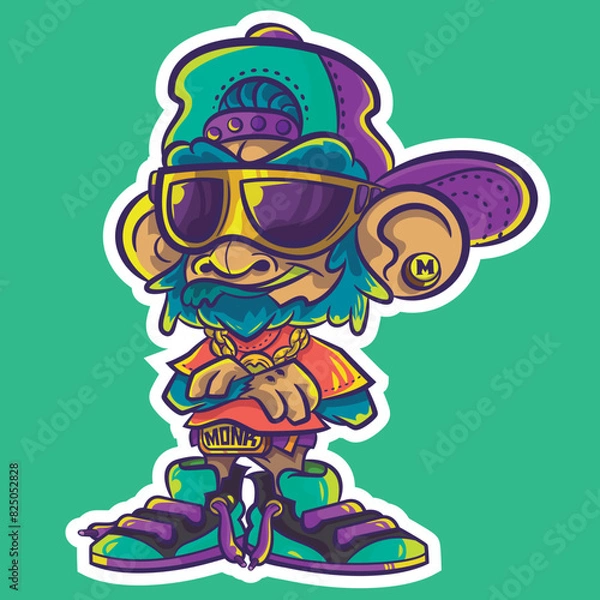 Obraz Monkey vector, vibe, street art, vector illustration, label vector.eps