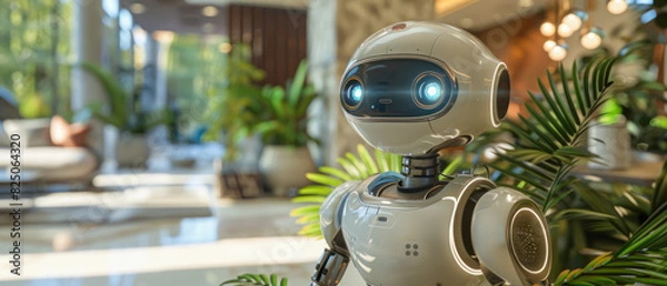 Fototapeta Unreal Engine 3D Friendly Interaction with AI Technology, Office_Environment, Humanoid_Robot_AI, Assisting_Activity, Children_User, Rush_Hour_Time, Informative_Interaction,