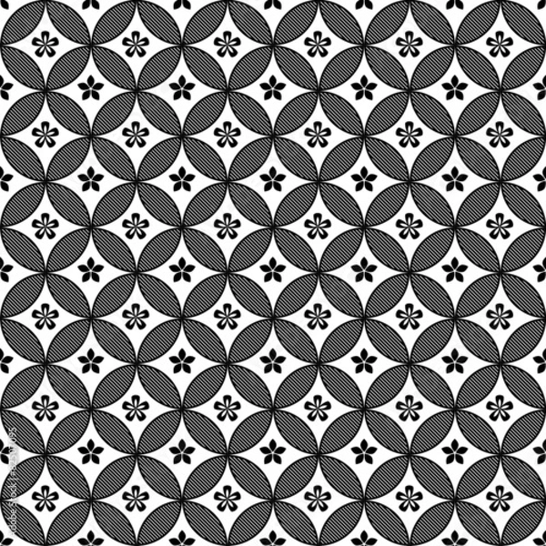 Fototapeta Black and White Vector Flower Pattern