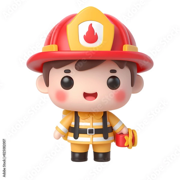 Fototapeta 3d illustration of fireman. Realistic 3d high quality isolated render	