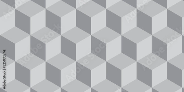 Obraz White background from cubes and lines. Geometric tiles and mosaic creative stylish seamless pattern cube. minimal hexagon Cubes mosaic shape vector design.	
