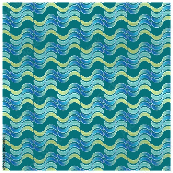 Fototapeta seamless pattern with waves, pattern, blue and green pattern, seamless pattern