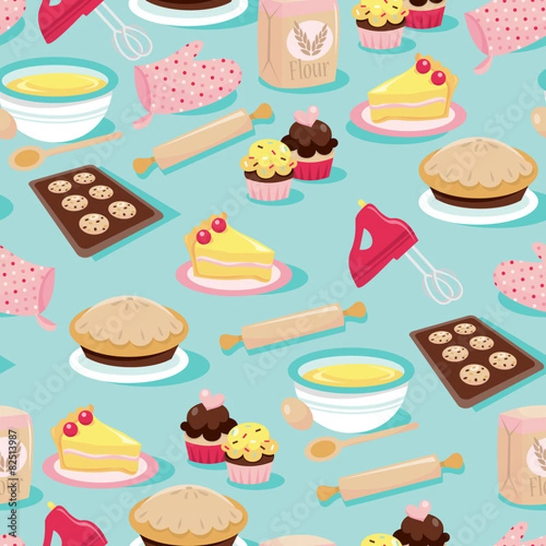 Obraz Baking Icons Seamless Pattern Background