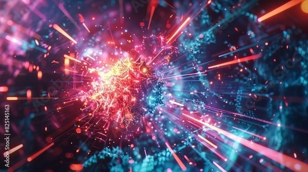 Fototapeta Abstract glowing particles in space for futuristic or cosmic design