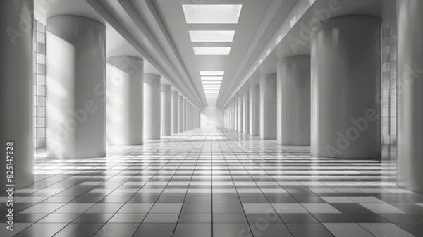 Obraz A dimensional lines background with an abstract vanishing point, featuring linear abstraction and perspective grid techniques to create a sense of depth and space.