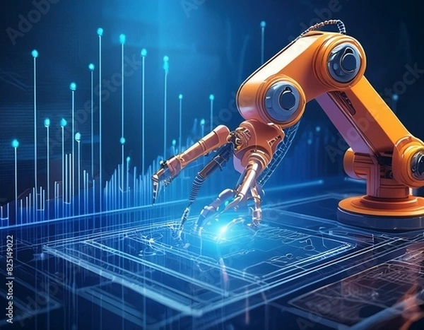 Obraz Intelligent robot, internet, digital technology, business intelligence, concept map