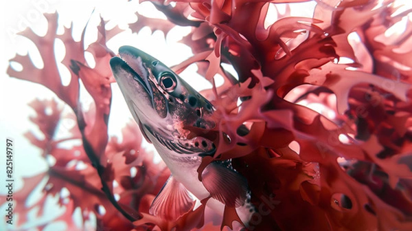 Obraz A red algae with a fish