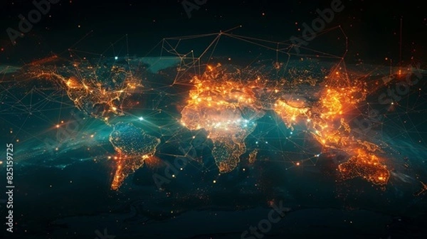 Fototapeta Illustrate the global exchange of information through a visually