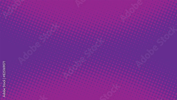 Fototapeta Pop art purple background in retro comic book style with halftone texture. Superhero cartoon fun backdrop design, vector illustration eps10