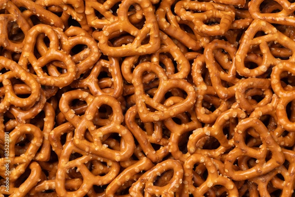 Obraz Salted pretzel hearts full frame as background close up