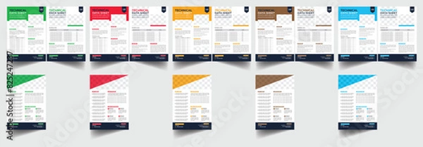 Obraz Technical Data Sheet layout template. Product Catalogue & modern a4 product catalog design template, Minimalist product brochure template design, A4 flyer, corporate flyer, business flyer, catalog
