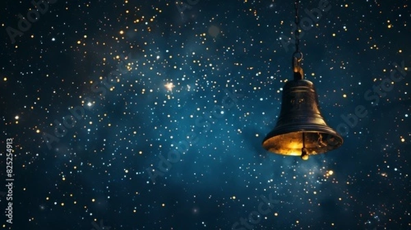 Obraz Golden bell hanging against the milky way for celestial and spiritual designs