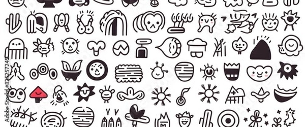 Fototapeta Collection of Black and White Icons for Various Themes