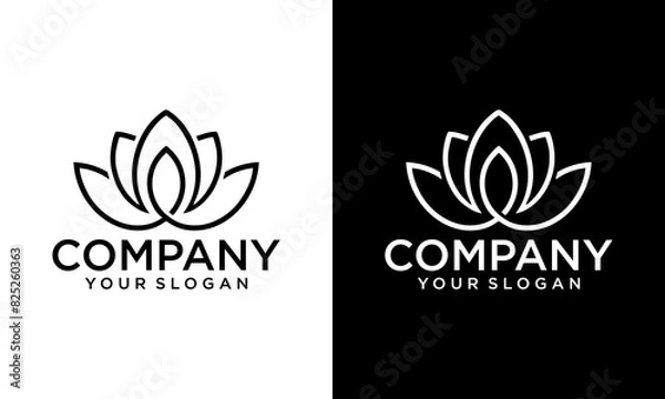 Fototapeta Creative Linear flower inspiration vector logo design template.