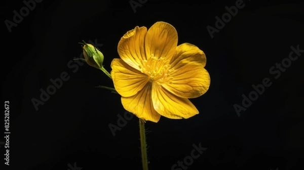 Fototapeta Yellow flower with clipping path on a black background