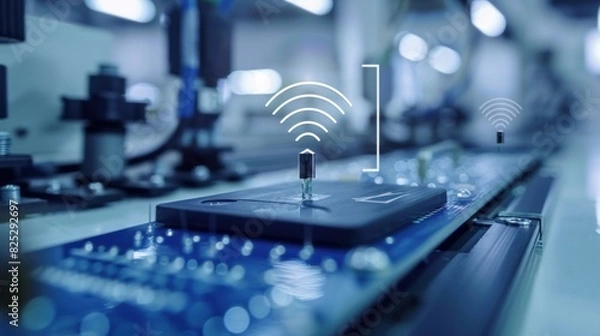 Fototapeta Smart label with integrated RFID transponder and antenna.

