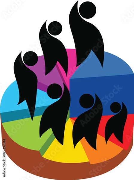 Obraz Teamwork union people logo vector with a spiral stair