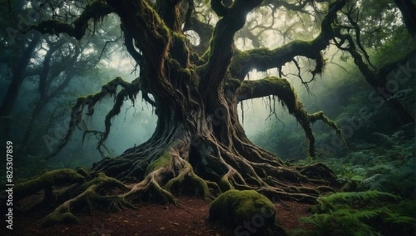 Obraz An ancient gnarled tree with twisted roots