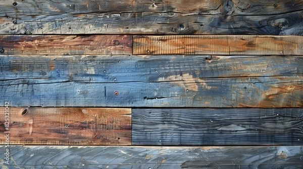 Fototapeta Reclaimed wood planks with varied tones and rough, natural surface, rustic and unique