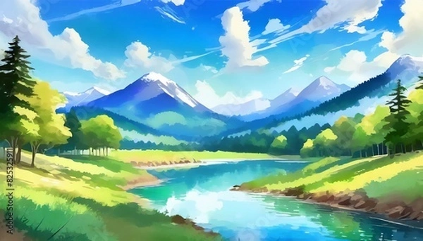 Fototapeta landscape with lake