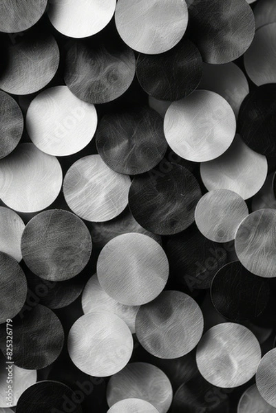 Fototapeta Abstract isometric background with tessellating circular segments in monochrome shades,