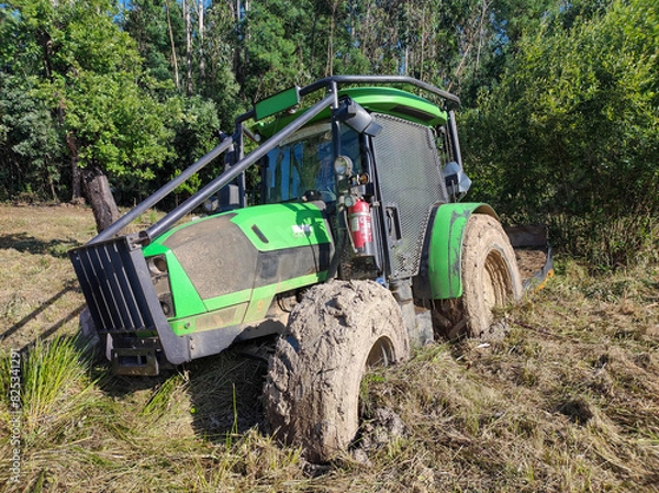 Fototapeta Tractor stuck in the mud