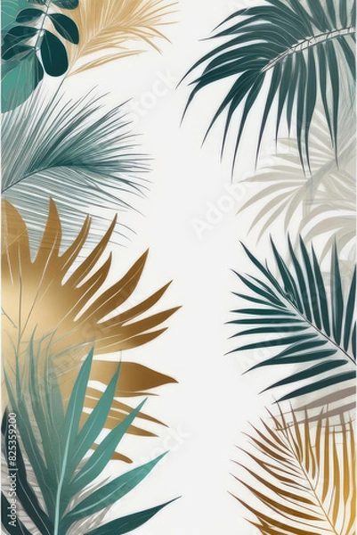 Fototapeta Artistic background with exotic greenery, forest and jungle wallpaper.