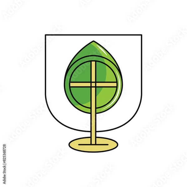 Obraz tree logo covered in a shield. solid color style.