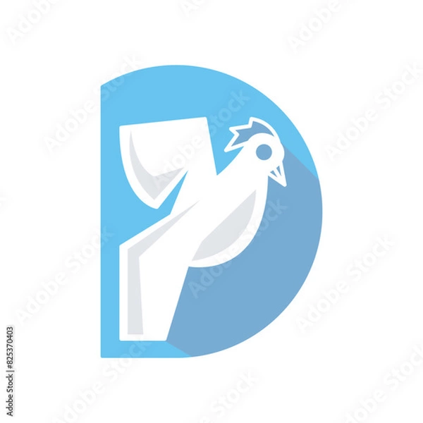 Obraz dove logo with letter d. solid color style.