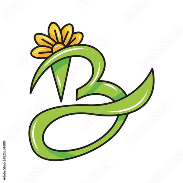 Obraz letter B, beautiful with floral ornaments on it. solid color style,