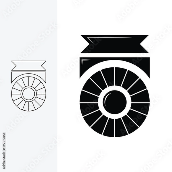 Obraz award badge, decorated by stars and ribbons, logo design template sign. monoline style and silhouette stylish.