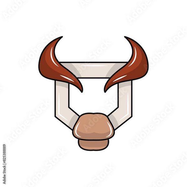 Obraz bull head logo with a shield head shape. logo modern sign template. solid color style.