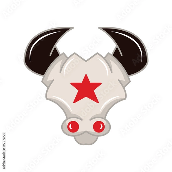 Obraz bull logo with a star on its forehead. solid color style,