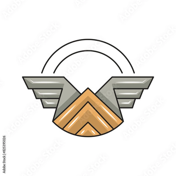 Obraz winged mountain logo, with wings forming the letter W. logo modern sign template. solid color style.