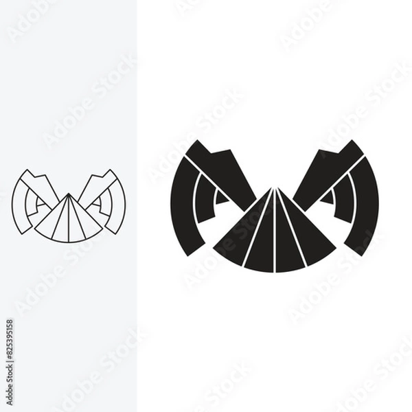 Obraz winged mountain logo, with wings forming the letter m, logo design template sign. monoline style and silhouette stylish.