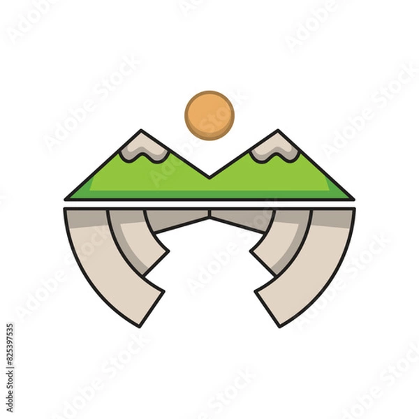Obraz winged mountain logo, with a beautiful panorama. solid color style,