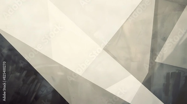 Fototapeta Abstract geometric pattern of white and gray shapes, creating a modern, minimalist design.