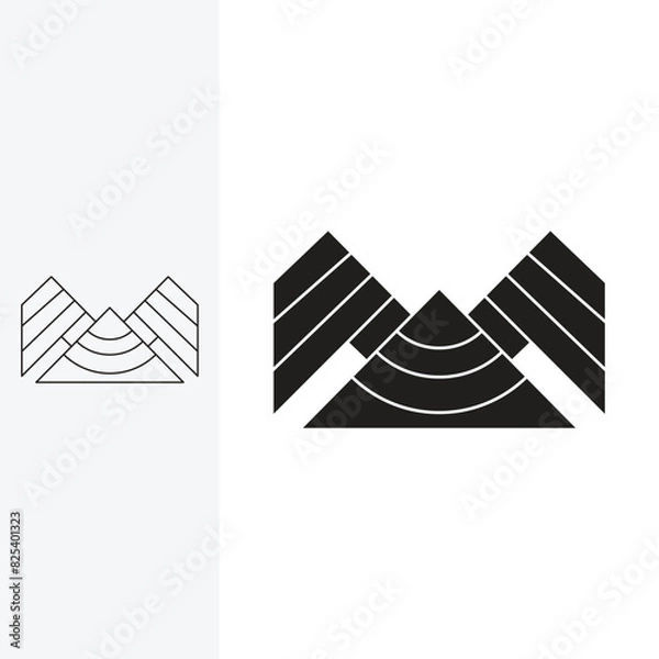 Obraz winged mountain logo, visualized simply and elegantly, Line art style and silhouette stylish.