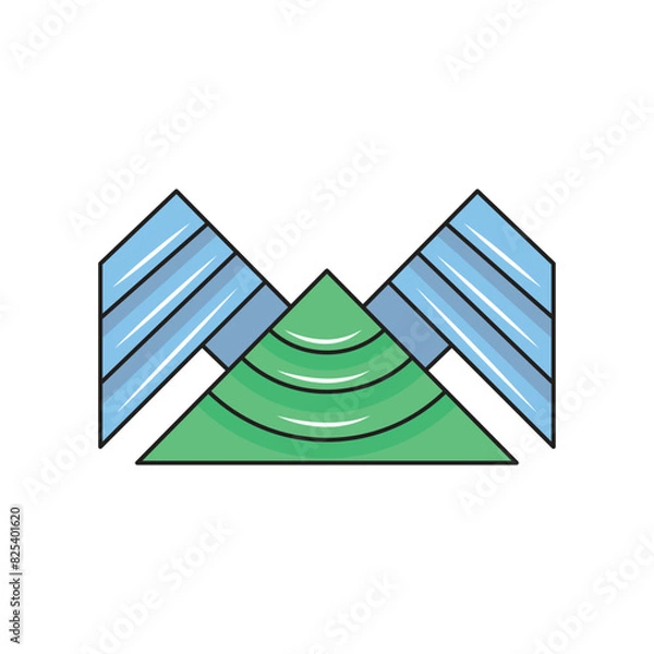Obraz winged mountain logo, visualized simply and elegantly, modern sign template. solid color style,