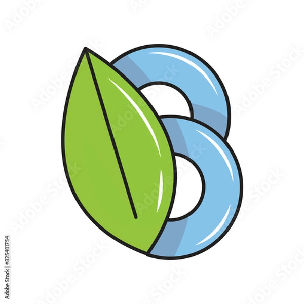 Obraz letter b forms a unique green surfboard visualization, logo design simple modern. solid color style,