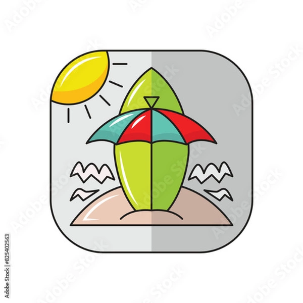 Obraz surfboard on the beach, logo design simple modern. solid color style,