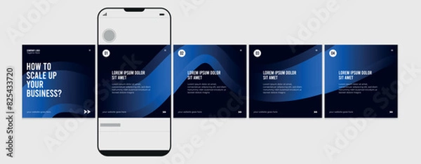 Fototapeta Set of Instagram Carousel Post, editable social media instagram carousel post, modern and creative business carousel post template, eps 10