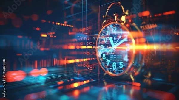 Fototapeta abstract concept of digital time management planning for business 3d illustration