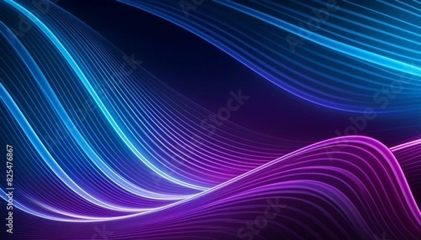 Fototapeta Glowing Retro Waves in Blue and Purple Abstract Design
