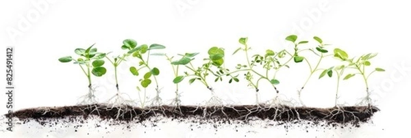 Fototapeta Sprouting Plant Sequence Cutaway on White Background. New Life and Growth Concept
