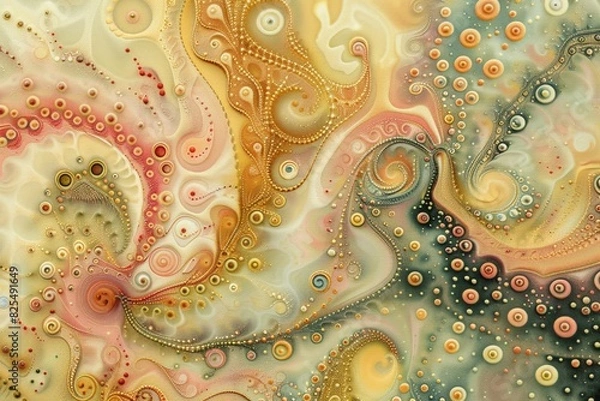 Fototapeta Intricate fractal art with patterns and elements in warm color tones